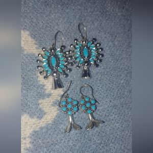Silver with blue stone earrings